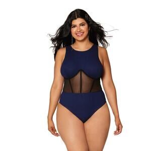 🦋B2G1🦋DREAMGIRL Rib Knit High Neck Racer-Back Teddy Sleepwear Lingerie | PLUS |